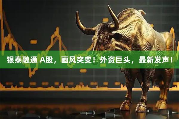 银泰融通 A股，画风突变！外资巨头，最新发声！